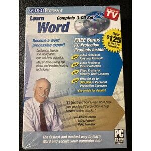 VIDEO PROFESSOR LEARN WORD COMPLETE 3-CD SET VINTAGE NEW FACTORY SEALED